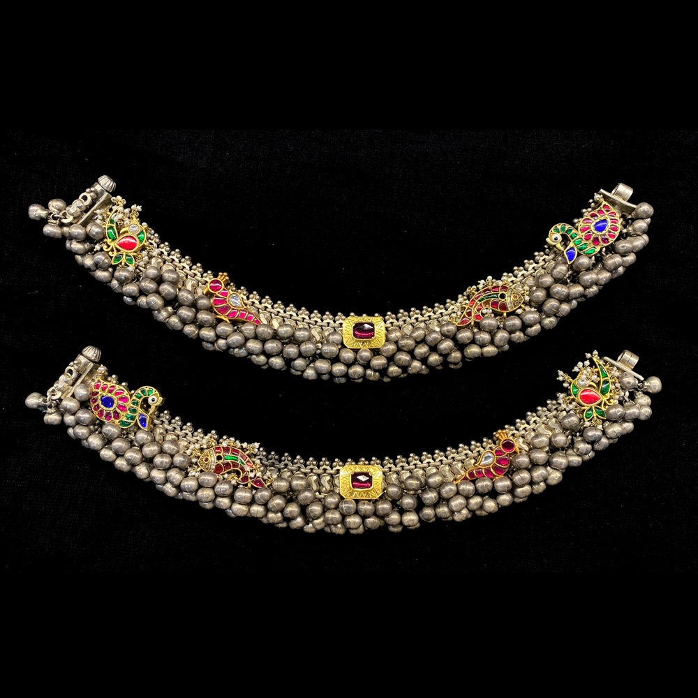 Arina – handcrafted dual-tone 92.5 sterling silver anklet and bracelet by My Motifs