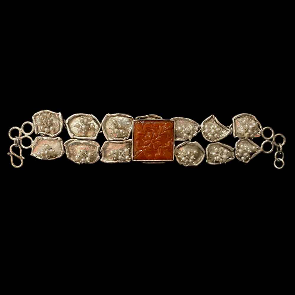 Red Stone Silver Bracelet – handcrafted 92.5 sterling silver bracelet by My Motifs