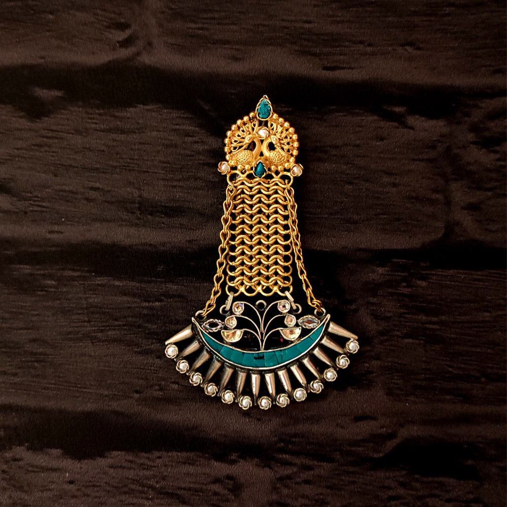 Dual Tone Lajawaab Mangtikka – handcrafted dual-tone 92.5 sterling silver mang tikka by My Motifs