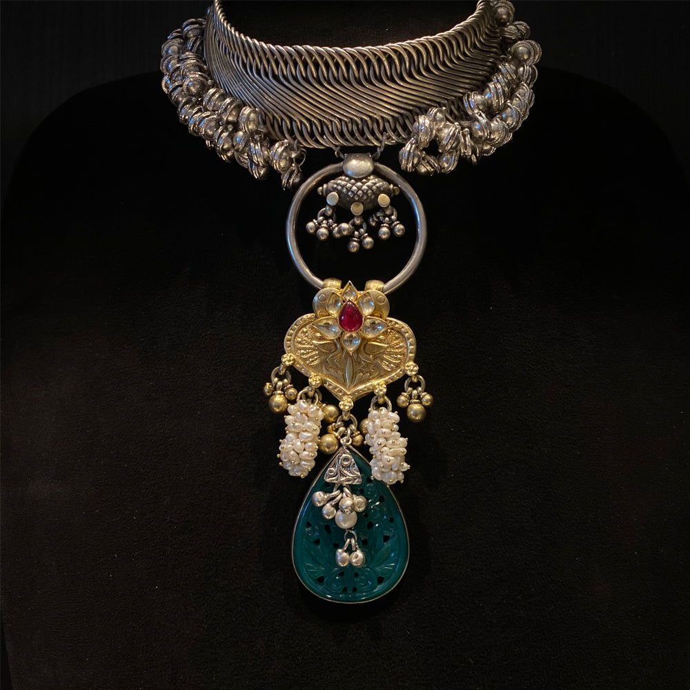 Asmh – handcrafted dual-tone 92.5 sterling silver necklace by My Motifs