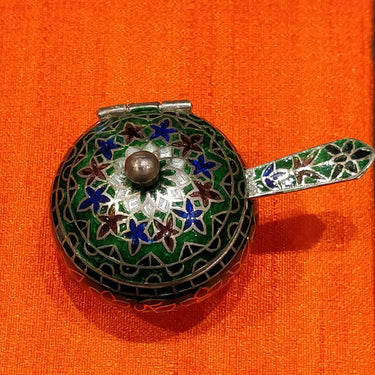 Dynamic Meenakari Mini Casserole Spoon Set – handcrafted 92.5 sterling silver casserole and spoon set by My Motifs