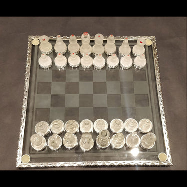 Pure Silver Chess – silver chess set with glass board by My Motifs