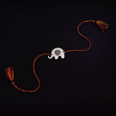 Multicolour Elephant Coin Rakhi – handcrafted 92.5 sterling silver rakhi by My Motifs