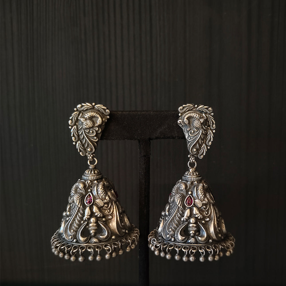 Kyahm – handcrafted oxidised 92.5 sterling silver earrings by My Motifs