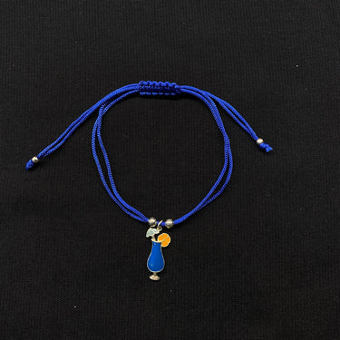 Kids Pure Silver Blue Enamel Mocktail Rakhi – handcrafted 92.5 sterling silver rakhi by My Motifs