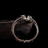 Silver Antique Bracelet With Green Stone – handcrafted 92.5 sterling silver bracelet by My Motifs