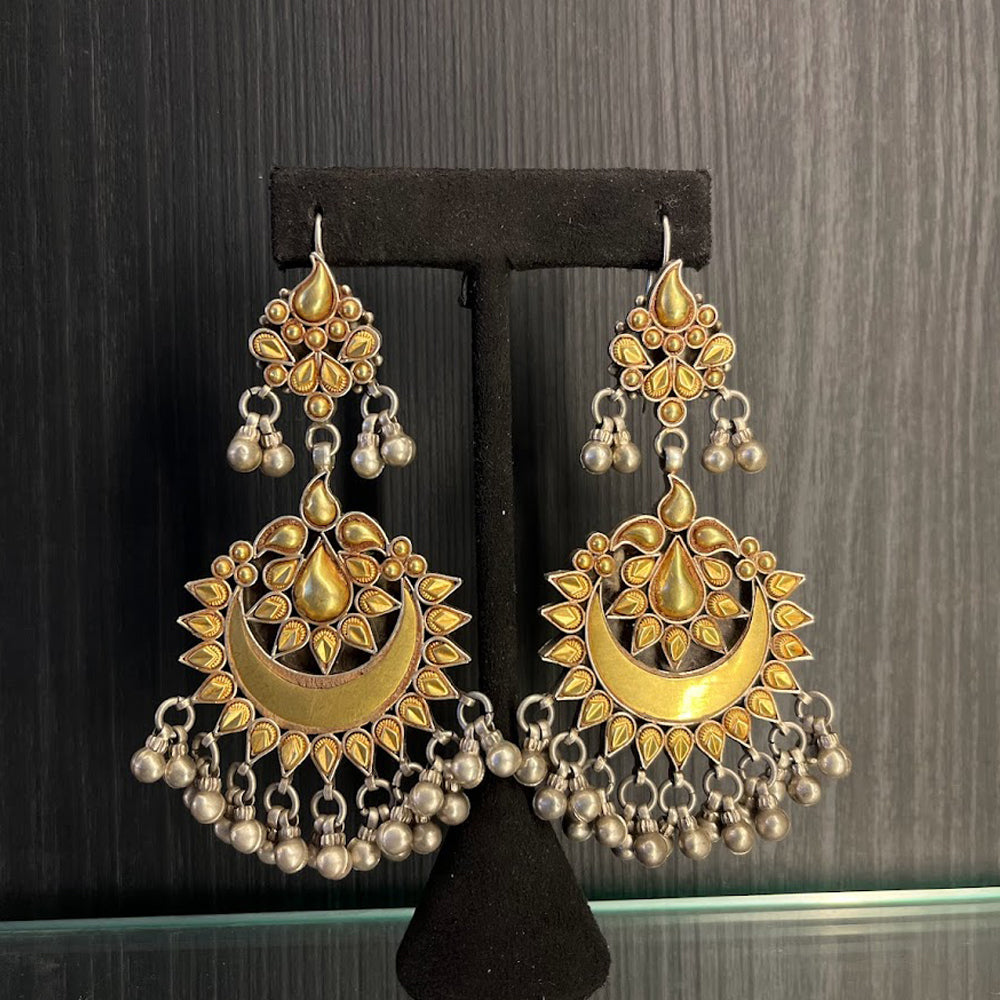 Chaand – handcrafted dual-tone 92.5 sterling silver earrings by My Motifs