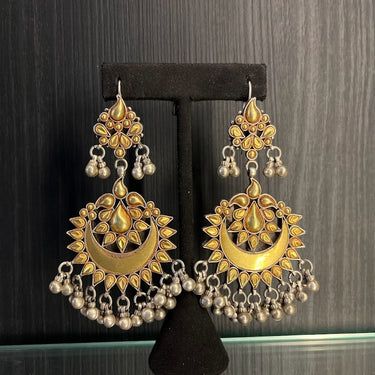 Chaand – handcrafted dual-tone 92.5 sterling silver earrings by My Motifs