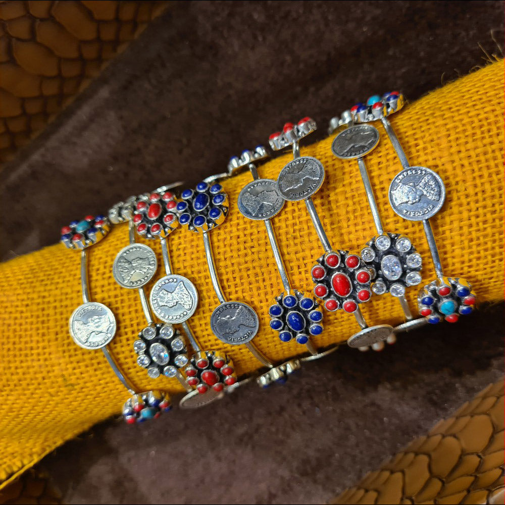 Rangeen Chudiya – silver coin with freshwater pearls – My Motifs