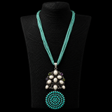 Beaded Aqua Fusion Necklace – handcrafted 92.5 sterling silver necklace by My Motifs