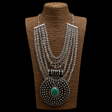 Wooden Onyx Pendant Necklace – handcrafted 92.5 sterling silver necklace by My Motifs