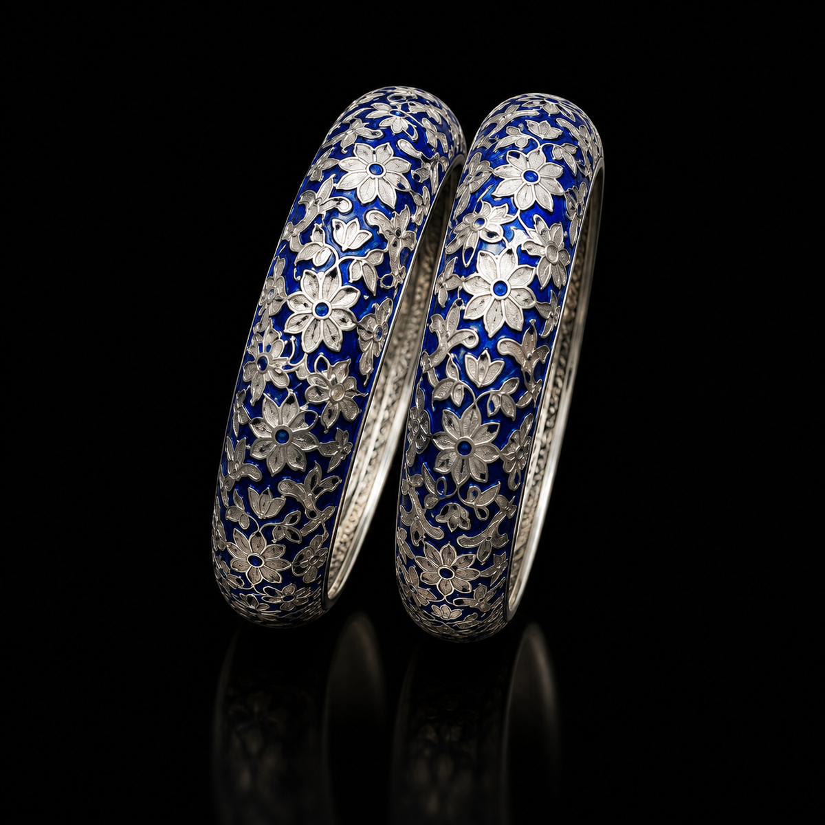 Indigo Meenakari Ethnic Bangles – handcrafted 92.5 sterling silver bangles by My Motifs