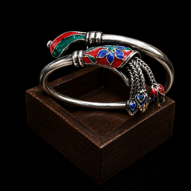 Vibrant Unique Enamel Drop Bracelet – handcrafted 92.5 sterling silver bracelet by My Motifs