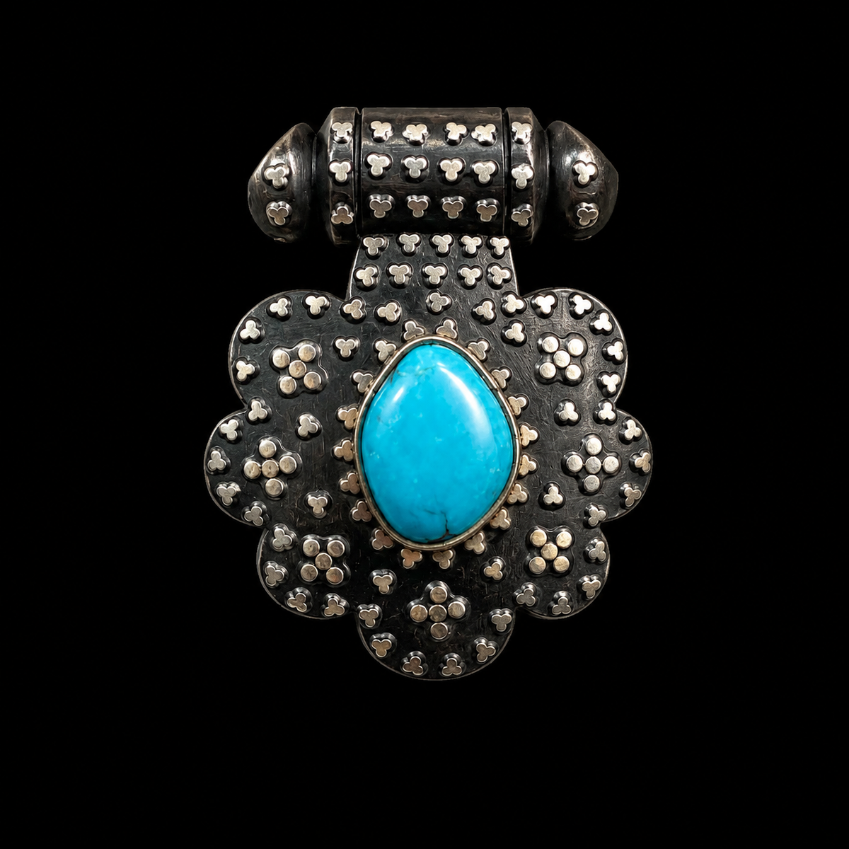 Avikam – handcrafted silver and wood pendant with turquoise by My Motifs
