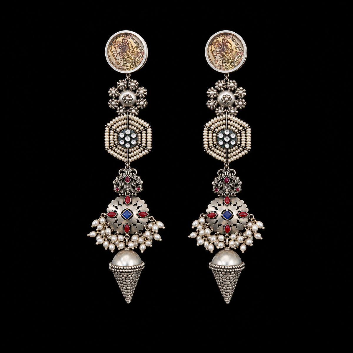 Shankh – handcrafted 92.5 sterling silver earrings by My Motifs