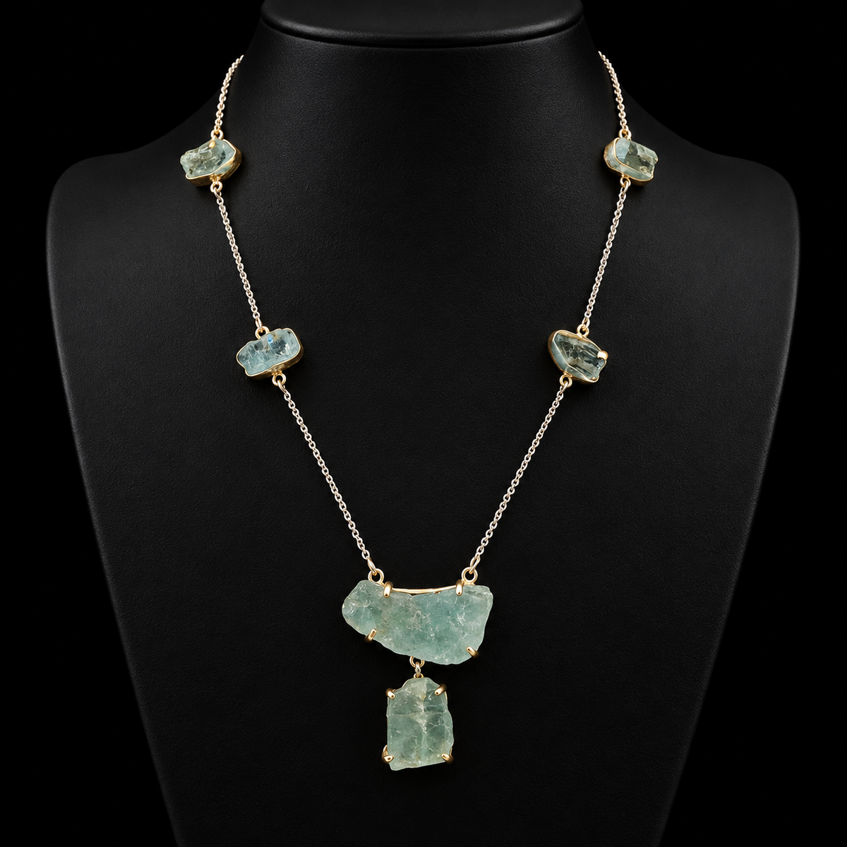 Nysa handcrafted 92.5 silver necklace with polished green jade stone