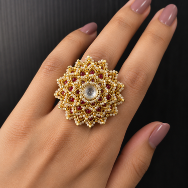Arani – handcrafted gold-tone 92.5 sterling silver ring by My Motifs, view 4