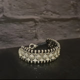 Diamond Encrusted Black Kada – handcrafted 92.5 sterling silver kada by My Motifs