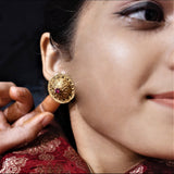 Gumbad Earring – handcrafted 18K gold earrings with ruby by My Motifs