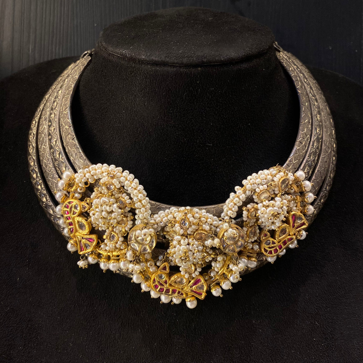 Strawberry Quartz and Pearl Necklace – handcrafted 92.5 sterling silver necklace by My Motifs