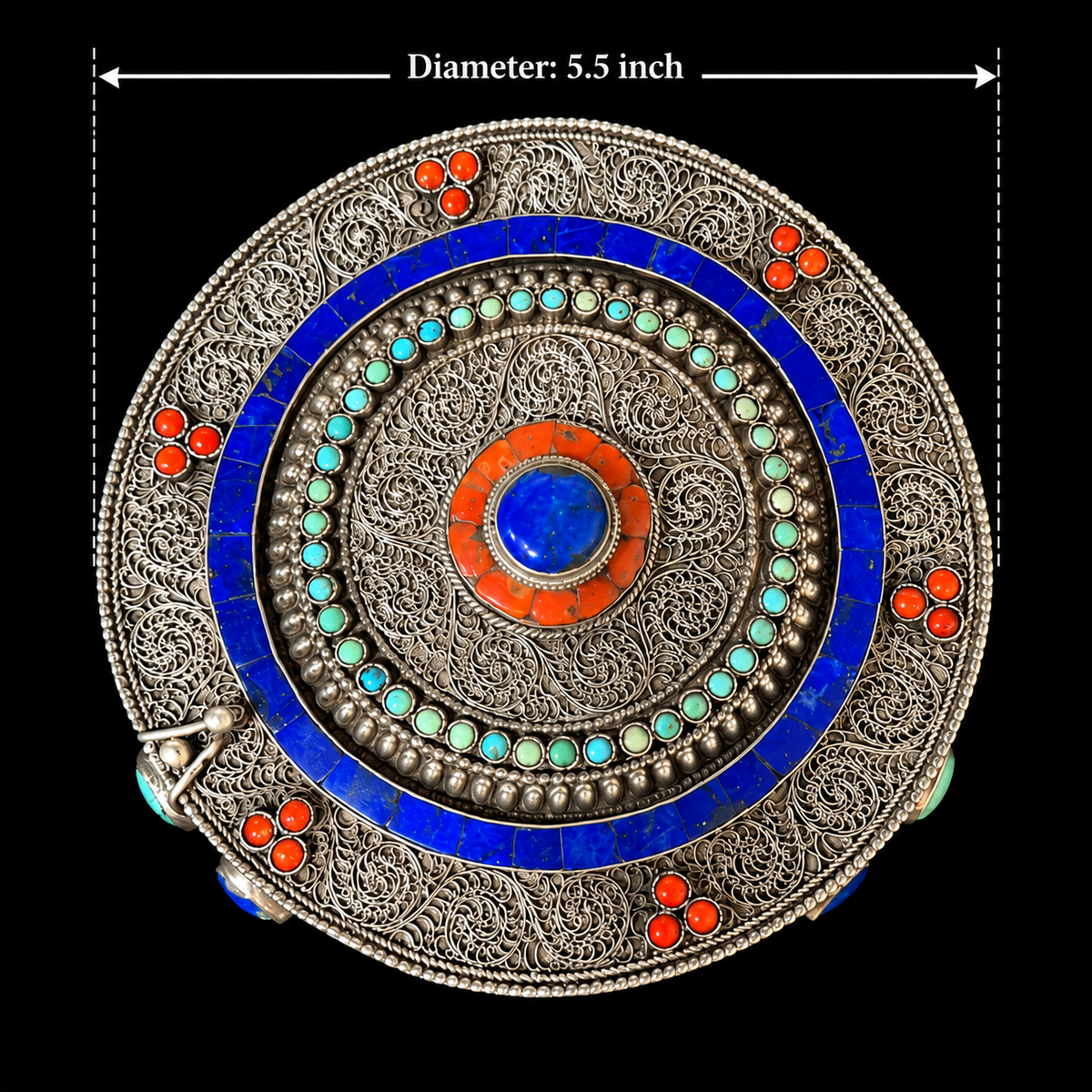 Mandala handcrafted 925 sterling silver clutch - My Motifs