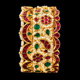 Meenakari Gulnar – handcrafted gold-tone 92.5 sterling silver cuff by My Motifs, view 4