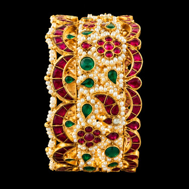 Meenakari Gulnar – handcrafted gold-tone 92.5 sterling silver cuff by My Motifs, view 4