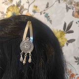 Circular Floral Tik Tak Pin – handcrafted 92.5 sterling silver hair pin by My Motifs