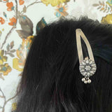 Floral Ghungroo Tik Tak Pin – handcrafted 92.5 sterling silver hair pin by My Motifs