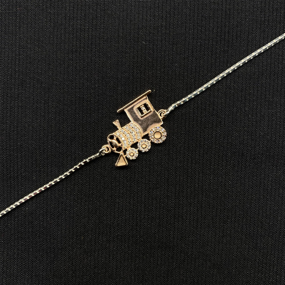 Train Charm Rakhi – handcrafted 92.5 sterling silver rakhi by My Motifs
