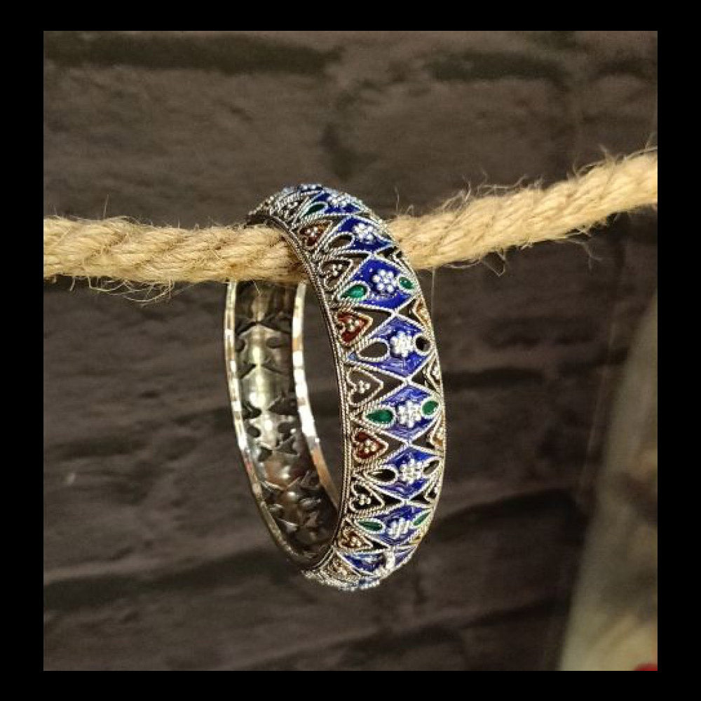 Vibrant Meenakari Filigree Bracelet – handcrafted 92.5 sterling silver bracelet by My Motifs
