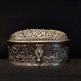 Long Ovular Shaped Silver Box – handcrafted 92.5 sterling silver jewellery box by My Motifs