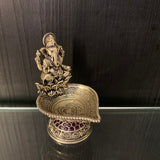 Silver ganesha diya – handcrafted 92.5 sterling silver diya by My Motifs, view 3