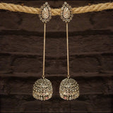 Pan Studded Long Drop Jhumkas – handcrafted 92.5 sterling silver jhumkas by My Motifs
