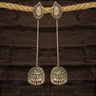 Pan Studded Long Drop Jhumkas – handcrafted 92.5 sterling silver jhumkas by My Motifs