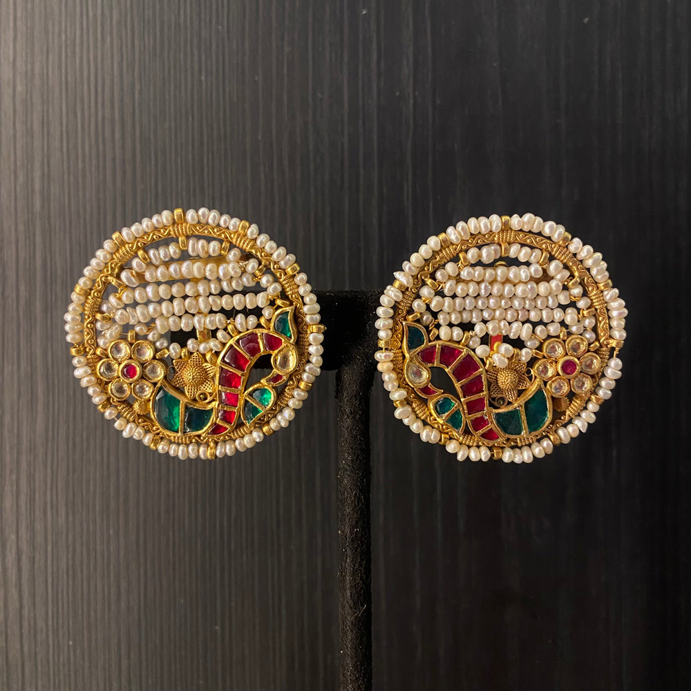 Udatri – handcrafted gold-tone 92.5 sterling silver earrings by My Motifs