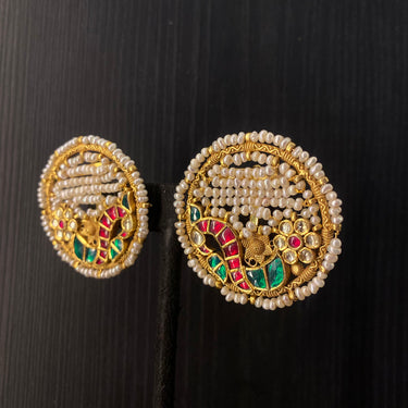 Udatri – handcrafted gold-tone 92.5 sterling silver earrings by My Motifs, view 2
