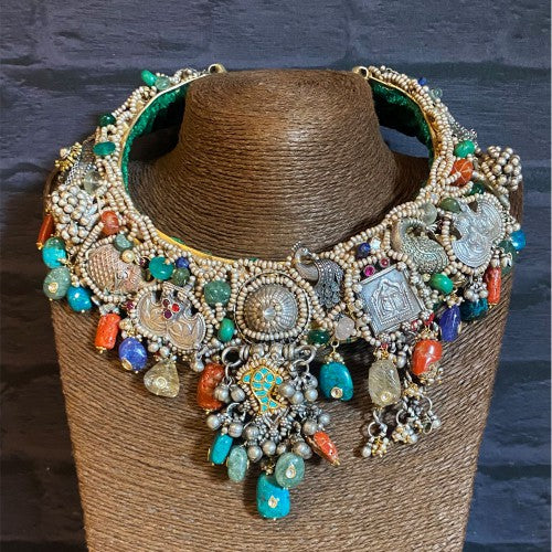 Bahurangi Necklace – silver necklace with pearls and turquoise – My Motifs