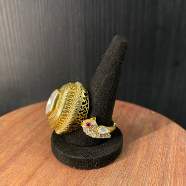 Kantha – handcrafted gold-tone 92.5 sterling silver ring by My Motifs, view 3