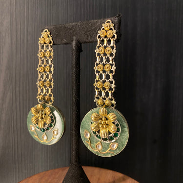 Rayah – handcrafted dual-tone 92.5 sterling silver earrings by My Motifs, view 2