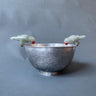 Silver Urli with Jade Parrots – handcrafted 92.5 sterling silver urli by My Motifs