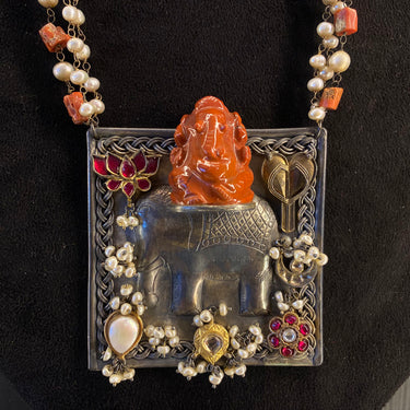 Atre – handcrafted dual-tone 92.5 sterling silver necklace by My Motifs, view 2