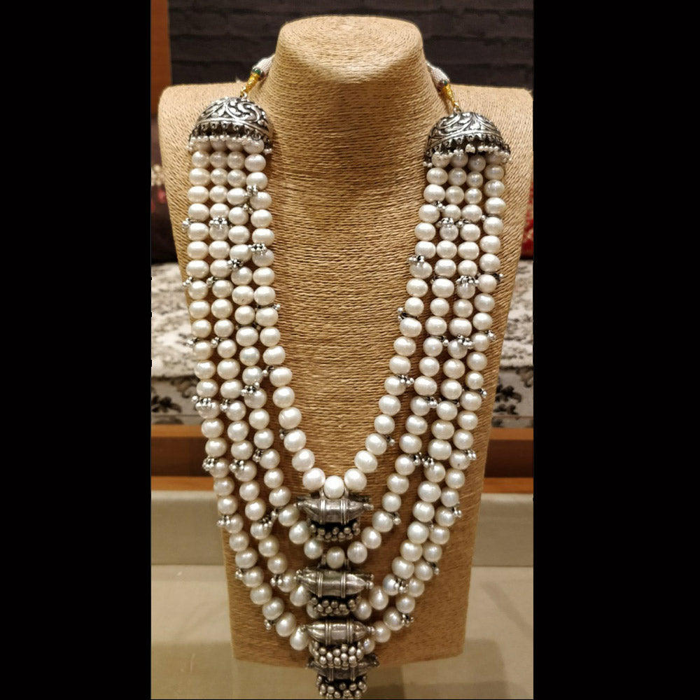 Ghungroo And Pearl Necklace – silver necklace with freshwater pearls – My Motifs