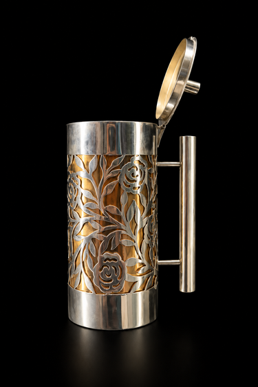 Gulab – handcrafted 92.5 sterling silver jar and glass set by My Motifs, view 2