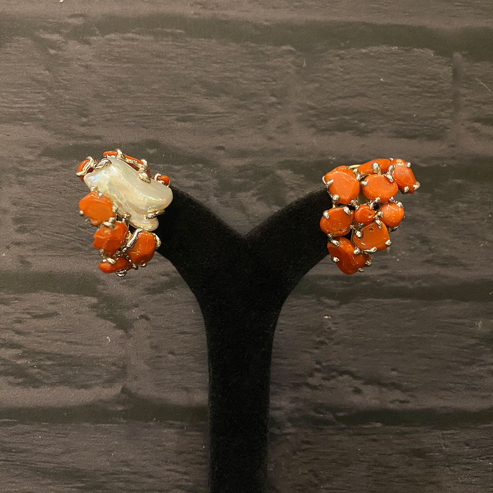 Coral Stud – handcrafted 92.5 sterling silver earrings by My Motifs