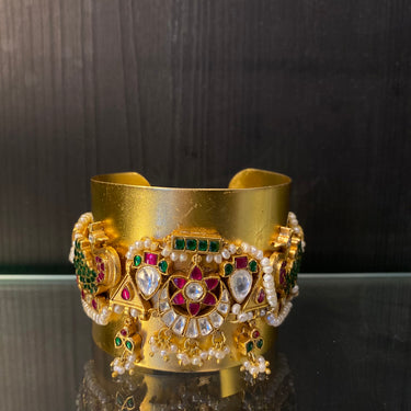 Devyar – handcrafted gold-tone 92.5 sterling silver kada by My Motifs, view 5