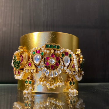 Devyar – handcrafted gold-tone 92.5 sterling silver kada by My Motifs, view 2