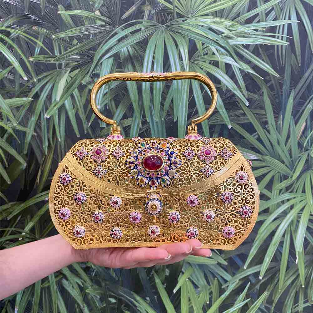 Gold Statement Purse handcrafted 925 sterling silver silver purse - My Motifs