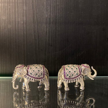 Silver miniature elephant – handcrafted 92.5 sterling silver figurine by My Motifs, view 3