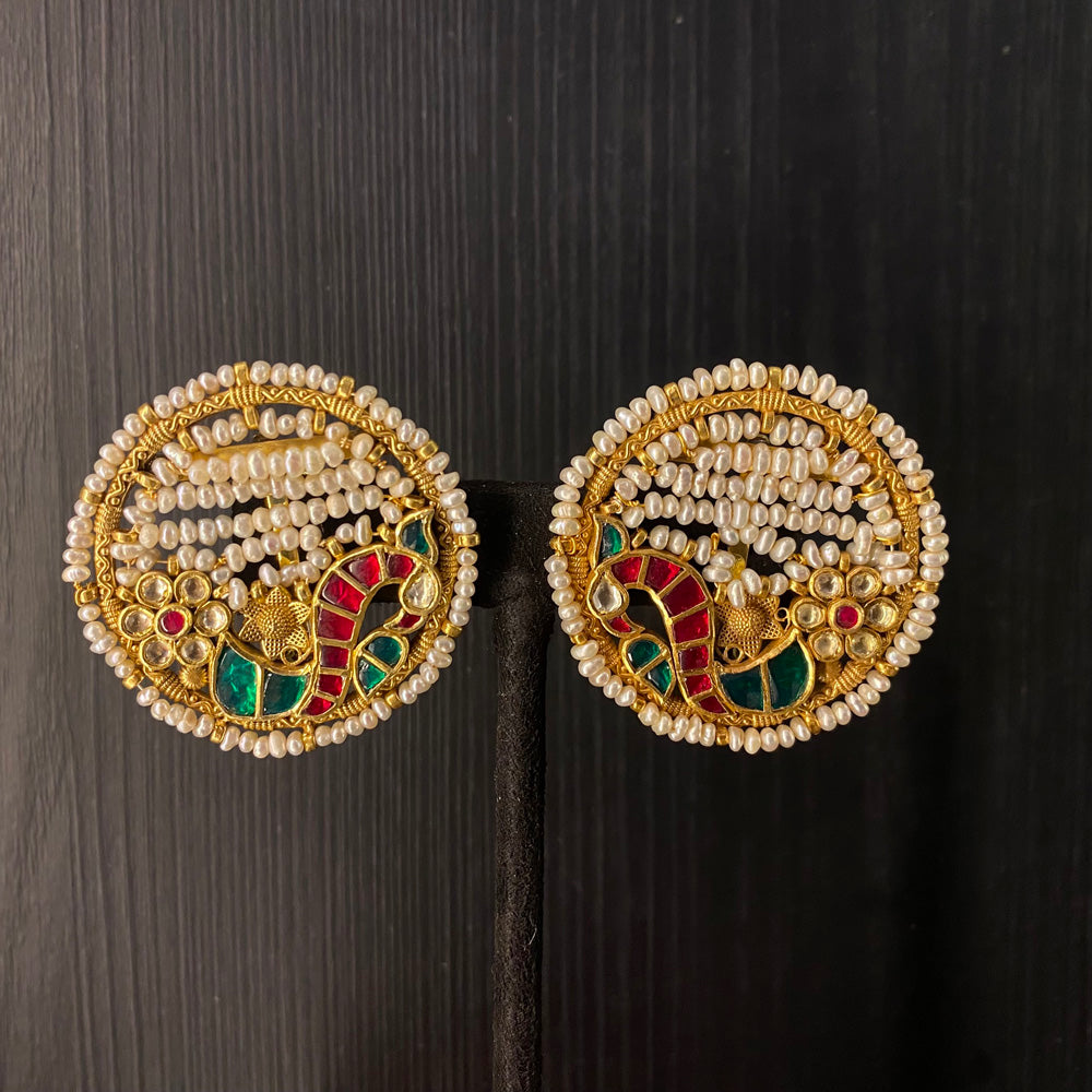 Dhara – handcrafted dual-tone 92.5 sterling silver earrings by My Motifs